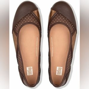 FitFlop Allegria Brown with Bronze patchwork. Ballet Flats